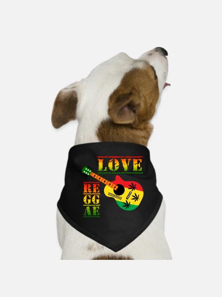 Love Reggae Guitar Rastastil - Dog Bandana - black - Front