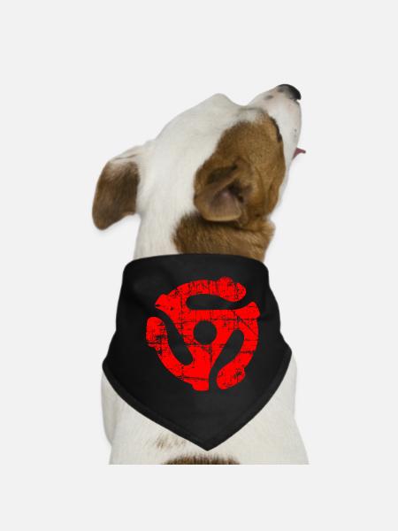 45 R.P.M. Record Adaptor Vintage Red - Dog Bandana - black - Front
