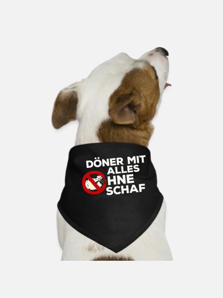 Döner Kebab Kebap Schaf Scharf Spruch Lustig - Hunde-Bandana - Schwarz - Vorne