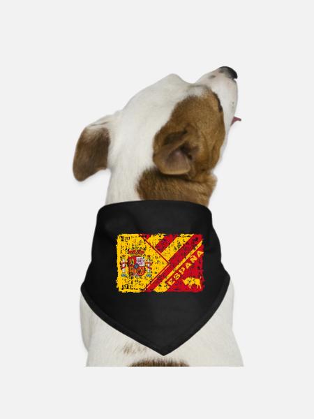 Spain flag design with coat of arms and bull - Dog Bandana - black - Front
