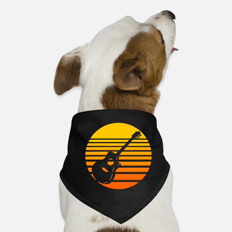 Retro sunset with guitar design Dog Bandana