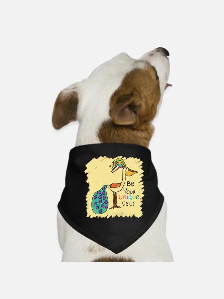 Beautiful bird, funny, special, unique with text - Dog Bandana - black - Front