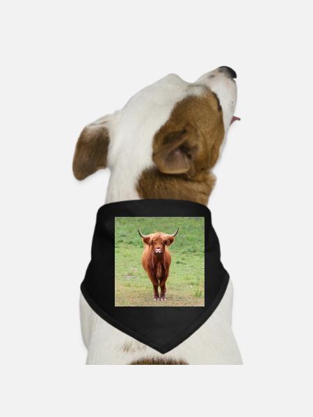 Highland cattle Cow Cows Cattle Farmer Farmers - Dog Bandana - black - Front