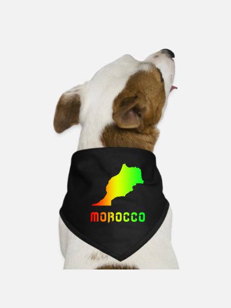 Morocco Rainbow Maps Design / Gift - Dog Bandana - black - Front