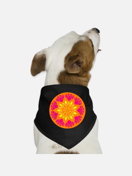 Yoga Mandala Meditation Kreis Indien farbenfroh om - Hunde-Bandana - Schwarz - Vorne
