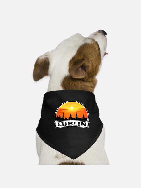 Lublin Polen Skyline Vintage Sonnenuntergang Reise Souven - Hunde-Bandana - Schwarz - Vorne