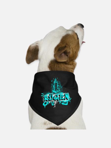 Rügen Graffiti Leuchtturm Design - Hunde-Bandana - Schwarz - Vorne