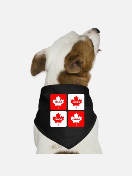 Canada maple leaf flags design - Dog Bandana - black - Front