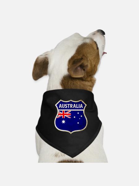 Australien Wappen Flaggen Design - Hunde-Bandana - Schwarz - Vorne