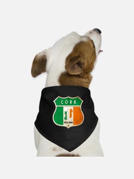 Cork Ireland Coat of Arms Flags Design - Dog Bandana - black - Front