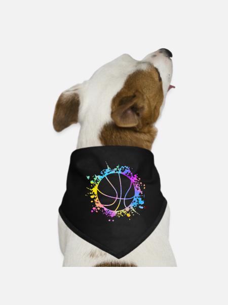 Basketball Paint Splatters colorful - Dog Bandana - black - Front