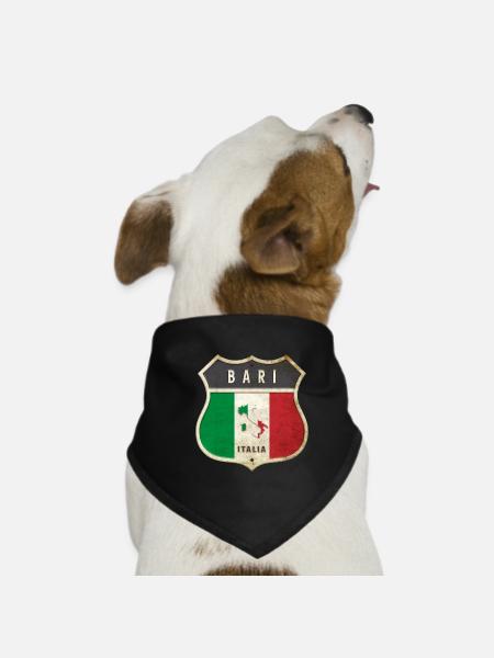 Bari Italy Coat of Arms Flags Design - Dog Bandana - black - Front