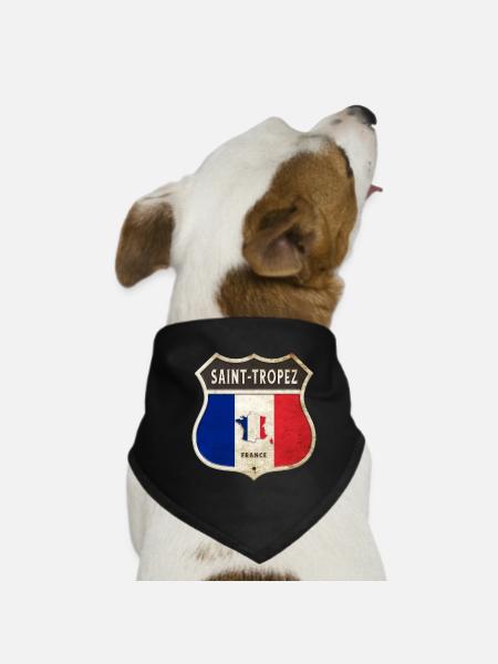 Saint-Tropez France Coat of Arms Flags Design - Dog Bandana - black
