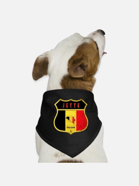 Jette Belgium Coat of Arms Flags Design - Dog Bandana - black - Front