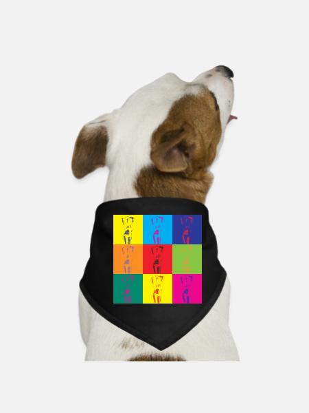 Pop Art Woman Retro Art Gift - Dog Bandana - black - Front