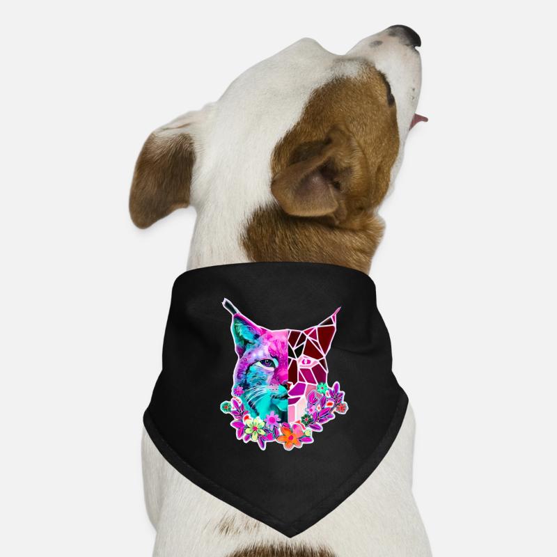 Luchs Katze Sommer Farben - Hunde-Bandana - Schwarz