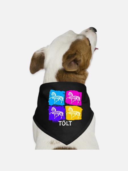 Islandpferde Pferde Tölt Spruch Pferdeliebe - Hunde-Bandana - Schwarz - Vorne