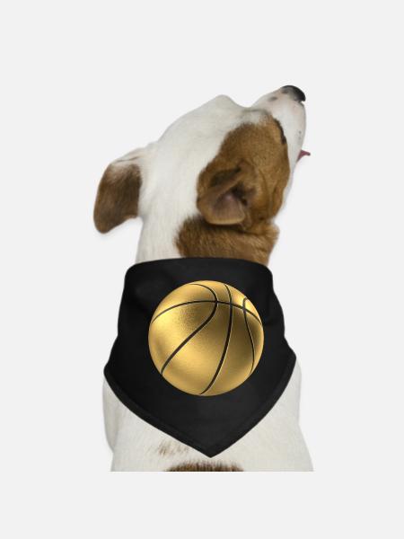 Design de basket-ball doré sur les vêtements de sport - Bandana pour chien - noir - Devant
