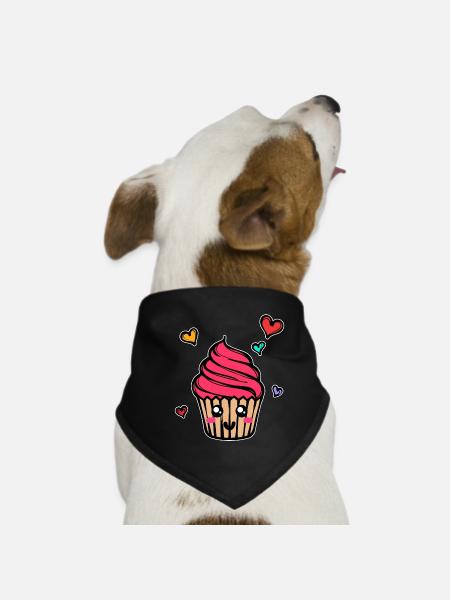 Cupcake Heart Baking Delicious Sweets Sweets - Dog Bandana - black - Front