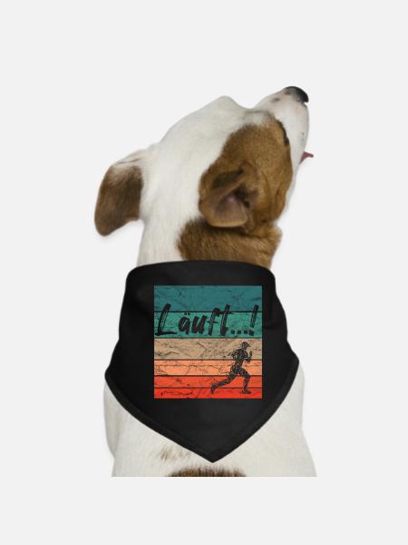 Läuft Jogging Spruch Optimist retro vintage - Hunde-Bandana - Schwarz - Vorne