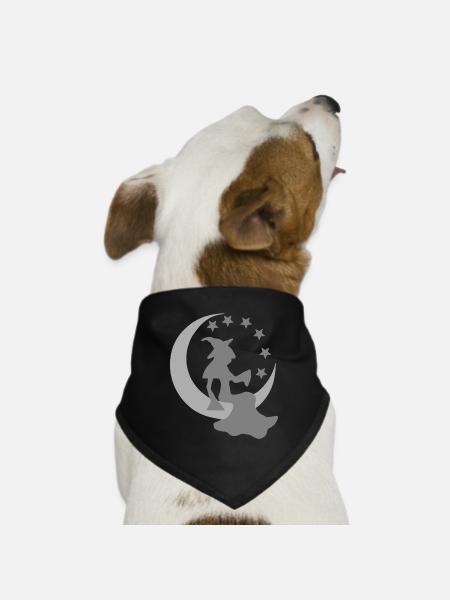 Mondsichel, Hexen design, Mädchen, Schlafzimm deko - Hunde-Bandana - Schwarz - Vorne