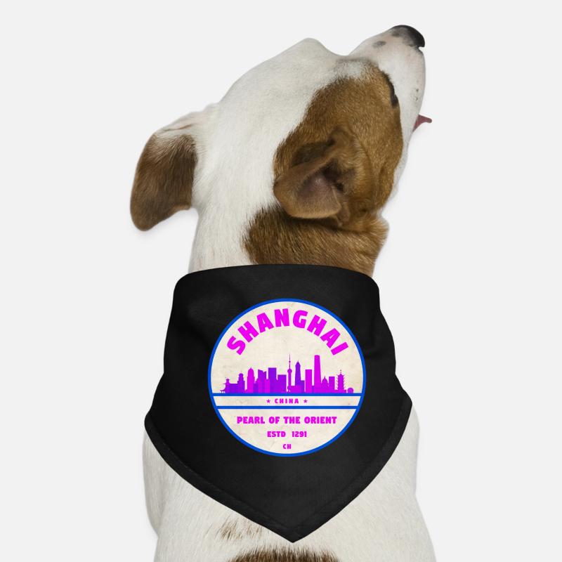 Badge Skyline de Shanghai en Chine Bandana pour chien