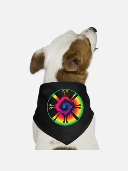 Galactic Butterfly Hunab Ku - aztec symbol - Dog Bandana - black - Front