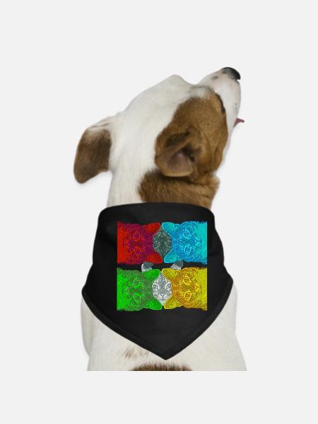 Colourful Cats (Pop Art) designed by HeiArts - Hunde-Bandana - Schwarz - Vorne