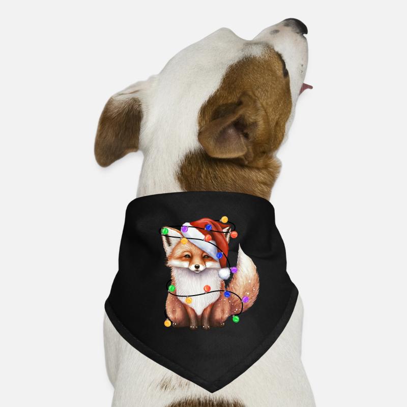 Fox with Christmas hat and lights Dog Bandana