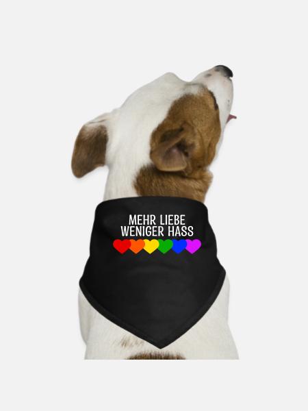 Liebe Herz Lgbt Homo Regenbogen Menschenrechte - Hunde-Bandana - Schwarz - Vorne