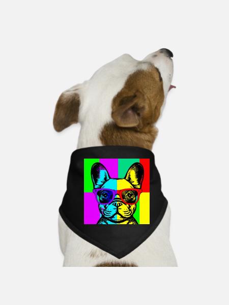Lunettes Bulldog Néon Pop Art - Bandana pour chien - noir