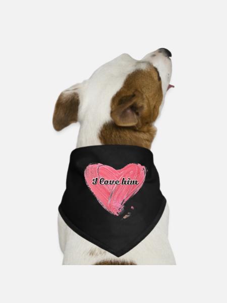 Je l’aime | L’amour | Saint-Valentin - Bandana pour chien - noir - Devant