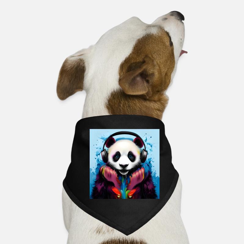 Panda mit Neon Kopfhörern Hunde-Bandana