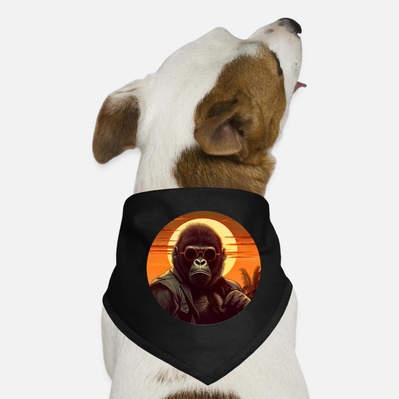 Cooler Gorilla in Lederjacke - Sunset Design Hunde-Bandana