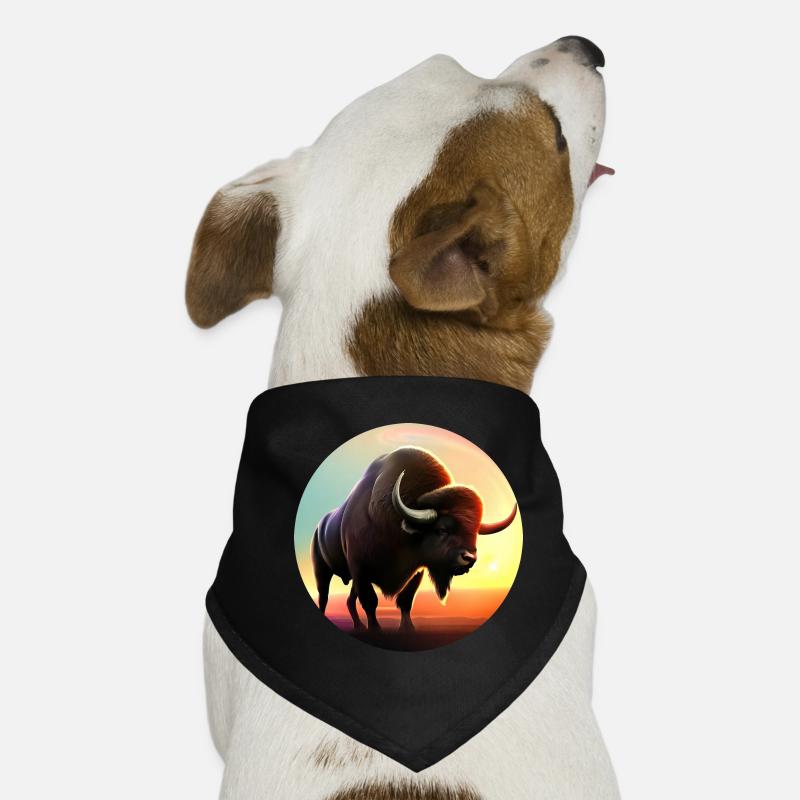 Vache, Buffle, Taureau, Bison au coucher du soleil - Nat Bandana pour chien