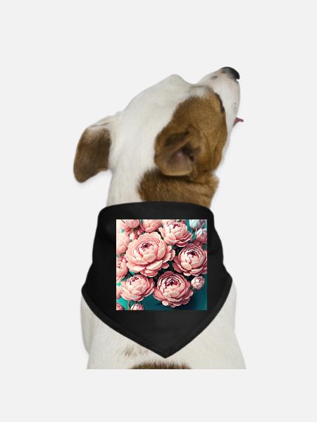 Blumen - Hunde-Bandana - Schwarz - Vorne