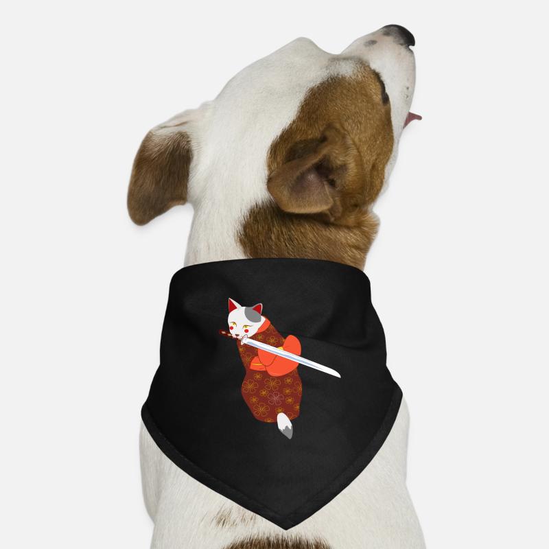 chat en kimono épée mordante - Bandana pour chien - noir