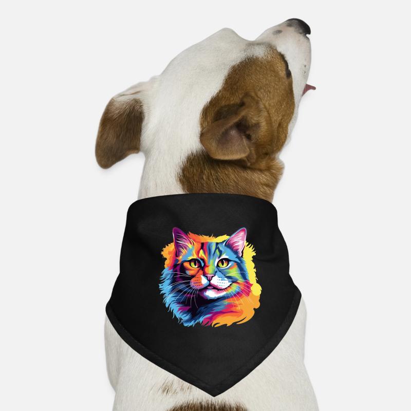 Chat Pop Art – Chat coloré dans une frénésie de couleurs Bandana pour chien