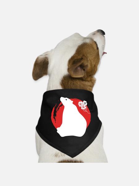 Bear Silhouette Japanese - Dog Bandana - black - Front
