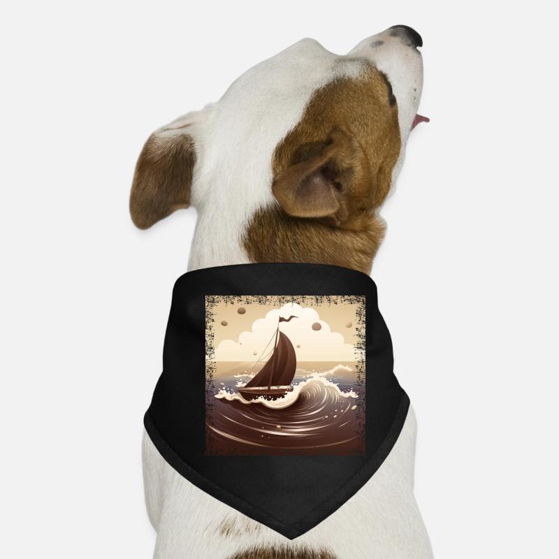 Dériveur brun chocolat sur mer agitée Bandana pour chien