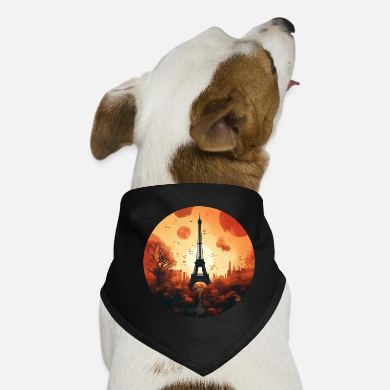 Coucher de soleil à Paris : Tour Eiffel et Bandana pour chien