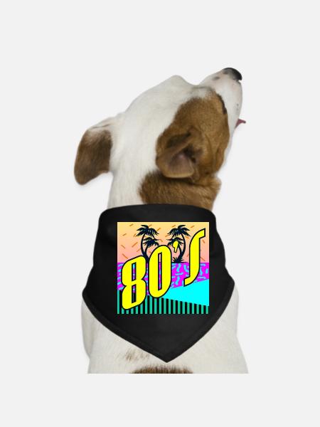 80s Party - 80s EIGHTIES RETRO STYLE - Dog Bandana - black - Front