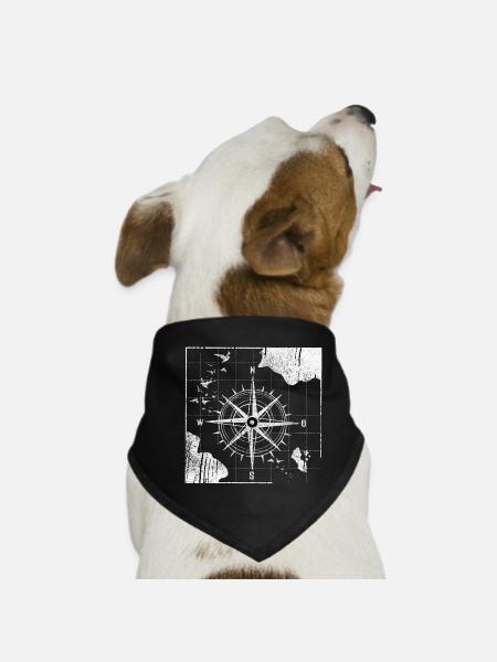 Conception nautique de boussole vintage - Bandana pour chien - noir - Devant