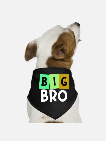 Big Brother Brother Heart Bro Statement Siblings - Dog Bandana - black - Front
