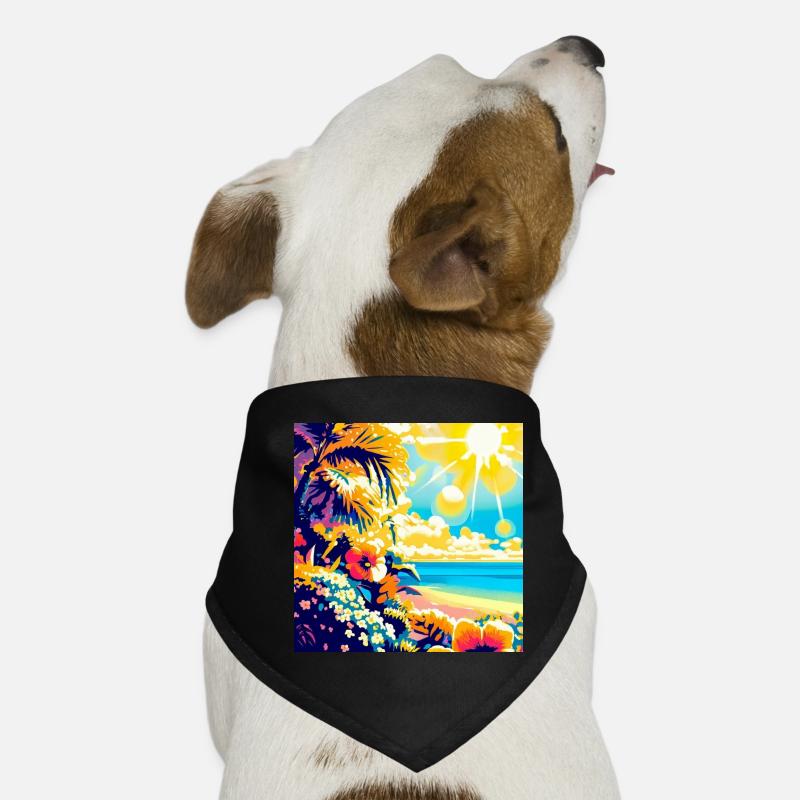 Plage tropicale rétro et soleil Bandana pour chien