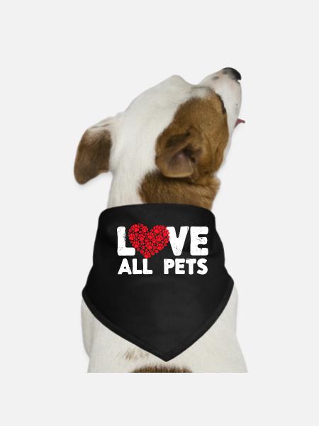 J’aime les animaux de compagnie Coeur Animaux Déclaration Pet - Bandana pour chien - noir - Devant