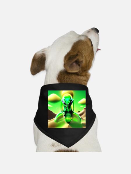 Neonalien im Sandtraum - Hunde-Bandana - Schwarz - Vorne