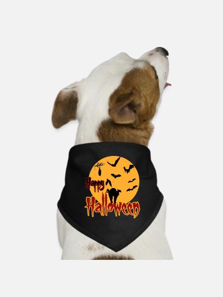 happy halloween Mond cat - Hunde-Bandana - Schwarz - Vorne