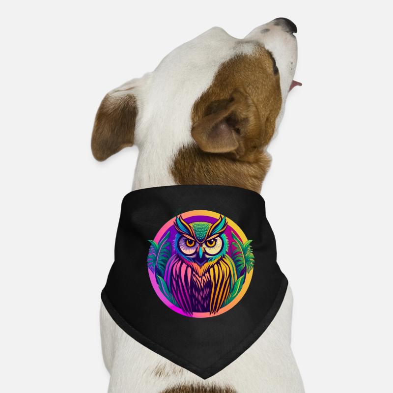 Eule - Hunde-Bandana - Schwarz