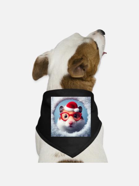 Hamster comme Père Noël - Bandana pour chien - noir - Devant